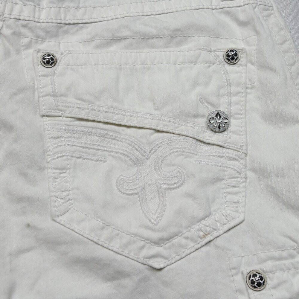 Rock Revival Shorts Men's Cargo White Orange Shorts Size 34 - Picture 3 of 15